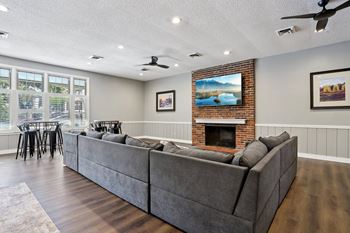 Clubhouse with kitchen and big screen television